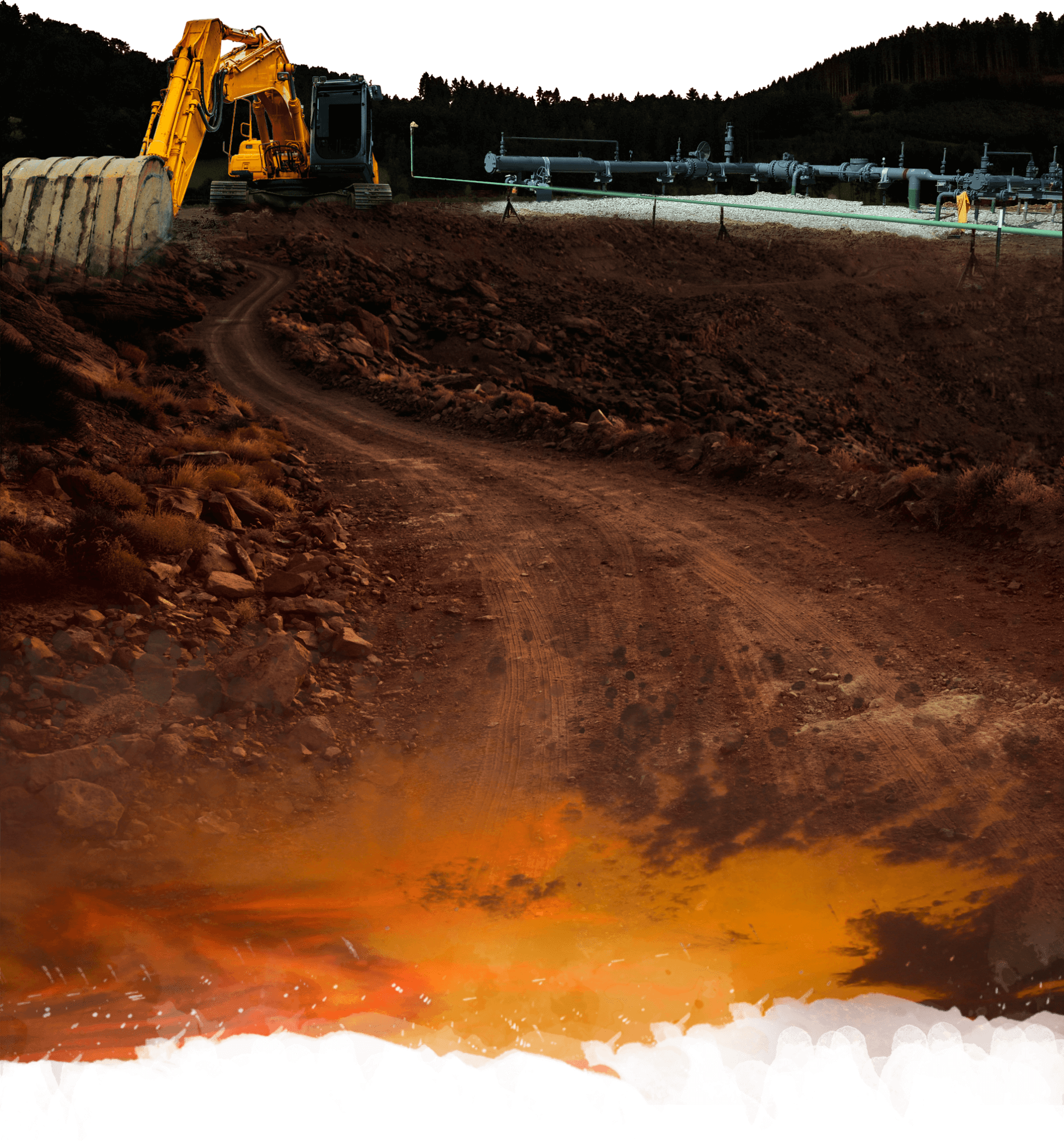 Excavator and pipeline background